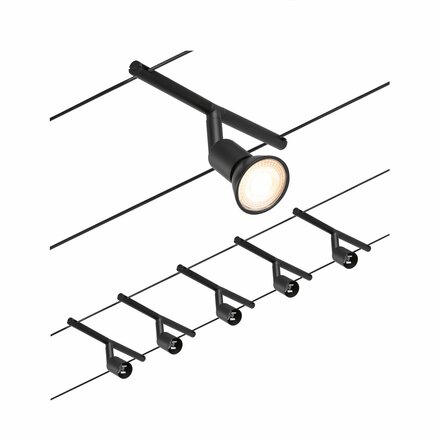 PAULMANN Lankový systém Salt černá 5 spotů bez zdroje světla max. 10W GU5,3 DC 60VA 944.46