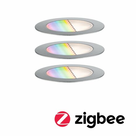 PAULMANN Plug & Shine LED zemní svítidlo Smart Home Zigbee Floor RGBW 3ks sada IP67 RGBW 3x2W 21VA ocel 947.52