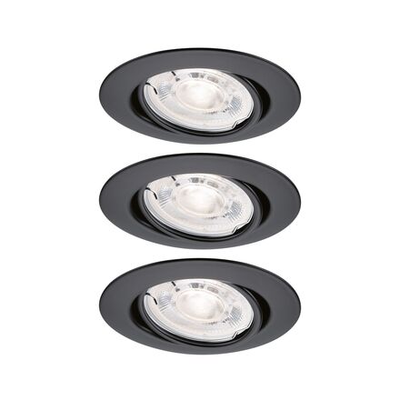 PAULMANN LED vestavné svítidlo Base GU10 Flat výklopné 3x4W 230V 2700K černá mat
