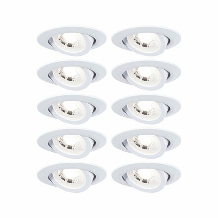 PAULMANN LED vestavné svítidlo 3-krokové-stmívatelné 10ks-sada výklopné kruhové 82mm 70° 10x4,8W 230V 3000K bílá mat