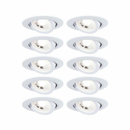 PAULMANN LED vestavné svítidlo 3-krokové-stmívatelné 10ks-sada výklopné kruhové 82mm 70° 10x4,8W 230V 3000K bílá mat