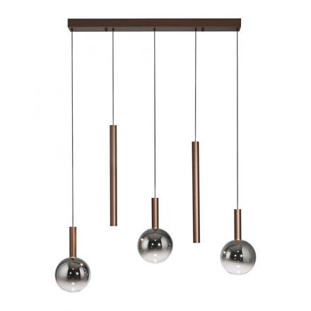 PAUL NEUHAUS LED závěsné svítidlo BOWL, hnědé,5-ramenné lineární SimplyDim 2700K