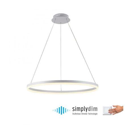 PAUL NEUHAUS LED závěsné svítidlo 80x80 bílá, kruhové, stmívatelné, paměťová funkce, moderní SimplyDim 3000K