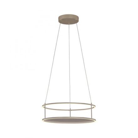 PAUL NEUHAUS LED závěsné svítidlo CONTURA písková barva, kruhové, dotykový se stmívačem, s policí, nastavitelná výška 3000K