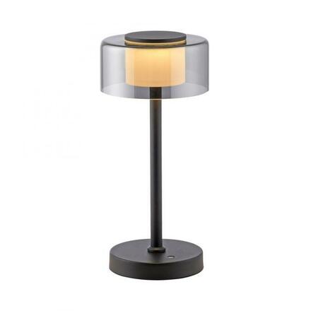 PAUL NEUHAUS LED stolní lampa USB černá na baterie dotykový stmívač paměťová funkce 3000K