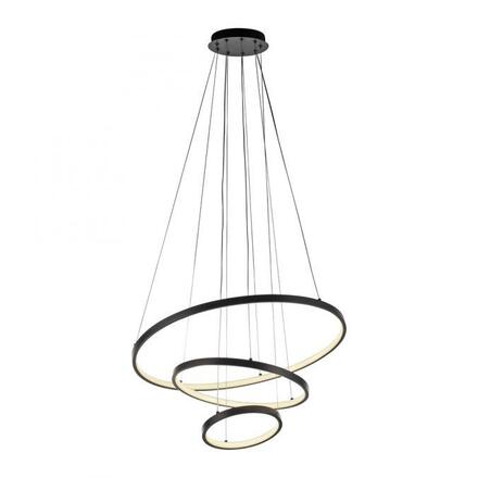 JUST LIGHT LED závěsné svítidlo CERCHI, černá, kruhový tvar, nastavitelná výška 3000K