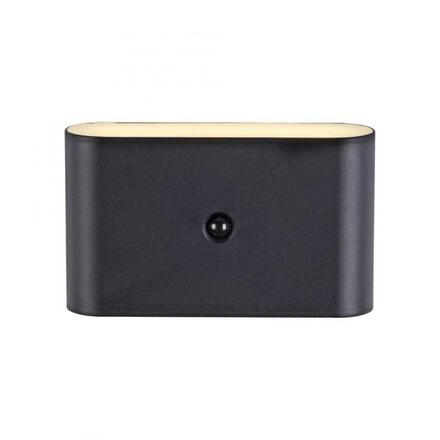 JUST LIGHT LED nástěnné svítidlo na baterie AKKU-ZIDDY, černé, pohybové čidlo, nabíjecí 3000K