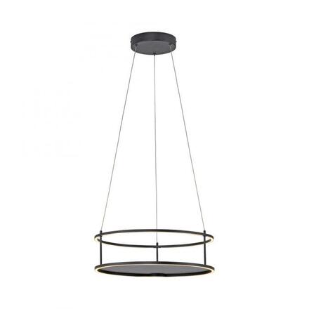 PAUL NEUHAUS LED závěsné svítidlo CONTURA černá, kruhové, dotykový se stmívačem, s policí, nastavitelná výška 3000K