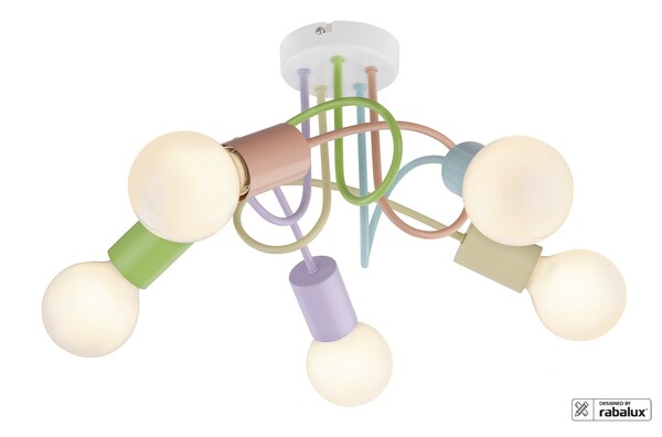 Rabalux dětské stropní svítidlo Linett E27 5x MAX 40W vícebarevná 6340