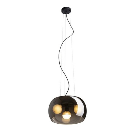 RENDL AMANDA závěsná matná černá kouřové sklo 230V E27 3x15W R14136
