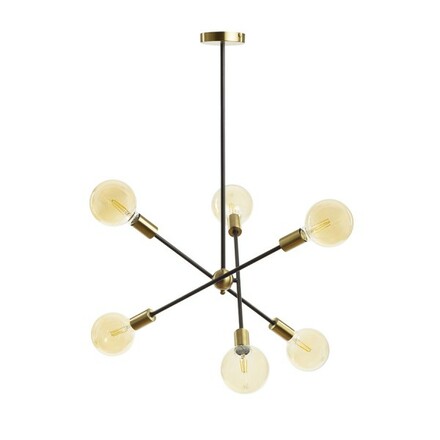 RENDL ARTEMIA 6 svítidlo na tyči černá česaná mosaz 230V E27 6x15W R14398