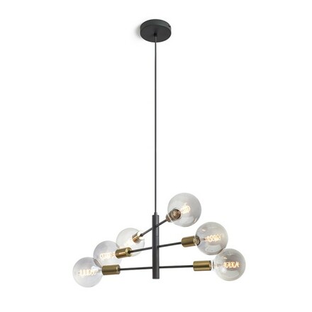 RENDL ARTEMIA 6 závěsné svítidlo černá česaná mosaz 230V E27 6x15W R14399