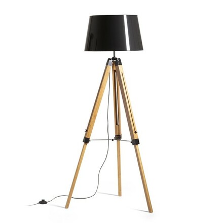 RENDL ALVIS/RIDICK stojanová lampa lampa lesklá černá zlatá fólie/bambus/černá 230V E27 15W R14501
