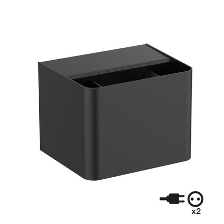 SLC venkovní nástěnné LED svítidlo Shadow se zásuvkami 787lm 2700/3000/4000K stmívatelné černé IP65