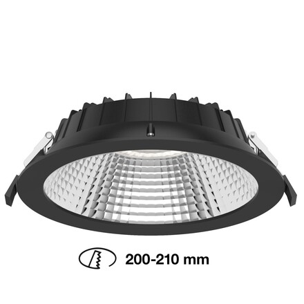 SLC vestavné LED svítidlo Shift pr.200-210 mm černé 2400lm 3000/4000K Ra80 bez driveru IP54/IP40 UGR19
