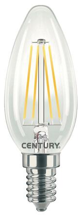 CENTURY LED FILAMENT SVÍČKA ČIRÁ 4W E14 4000K 470Lm 360d 35x98mm IP20 CEN INM1-041440