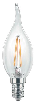 CENTURY LED FILAMENT SVÍČKA PLAMEN ČIRÁ 2W E14 2700K 245Lm 360d 35x118mm IP20 CEN INM1C-021427