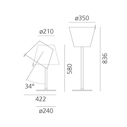 Artemide stolní lampa Melampo E27 bronz ecrù max. 2x17 W 220-240 V