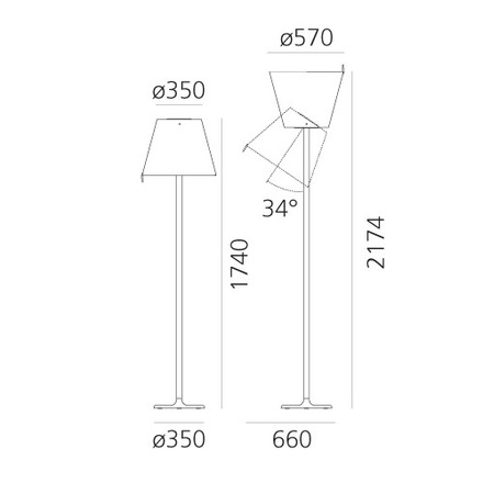 Artemide stojací lampa Melampo Mega Ecrù 42 W 220-240 V stmívatelná
