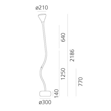 Artemide stojací LED lampa Pipe Floor 27 W 2700K stmívatelná