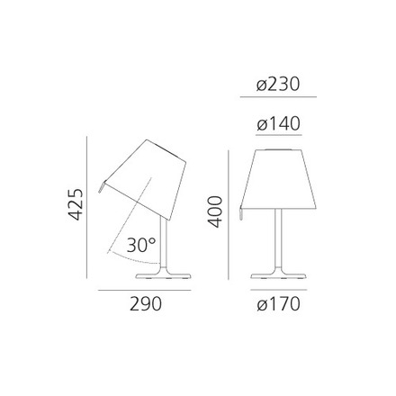 Artemide stolní lampa Melampo Notte E14 max 6 W šedá