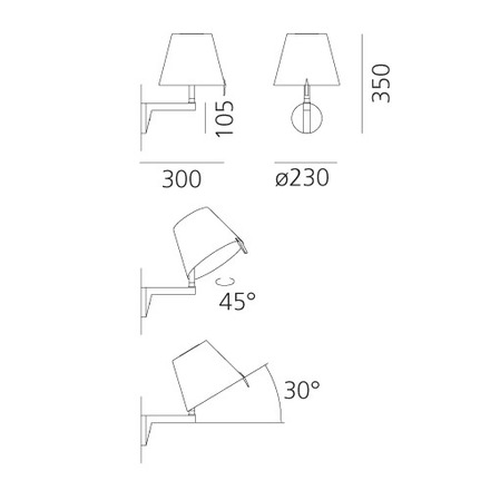 Artemide nástěnné svítidlo Melampo 5 W E14 šedé se spínačem