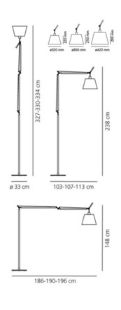 Artemide stolní LED lampa Tolomeo Mega 31 W 2700K stmívatelná hliník bez stínítka a základny