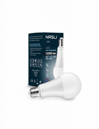 NASLI plnospekrální LED žárovka 12W E27 6500K 220-240V Ra93