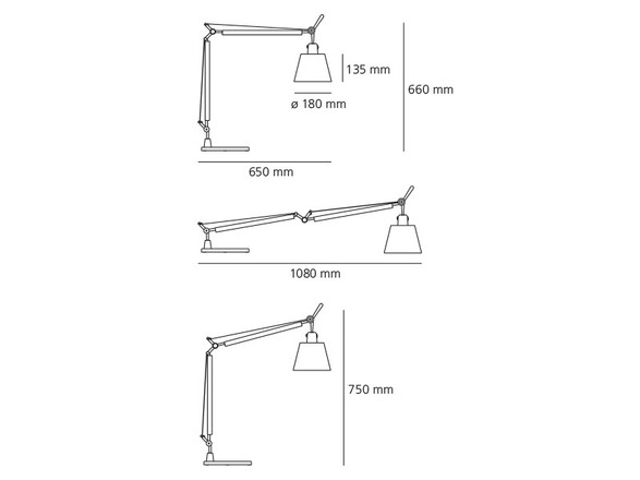 Artemide stolní lampa Tolomeo Basculante 7,5 W E27 Design Collection bez základny