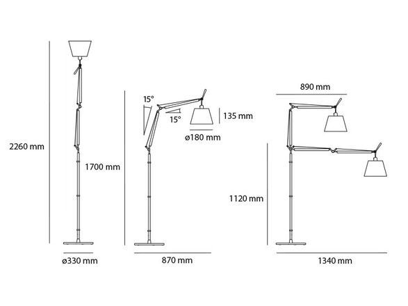 Artemide stolní lampa Tolomeo Basculante 7,5 W E27 Design Collection bez základny