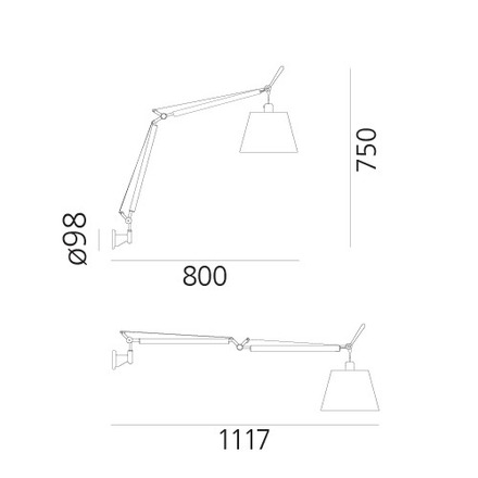 Artemide stolní lampa Tolomeo Basculante 7,5 W E27 Design Collection bez základny