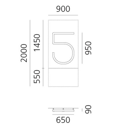 Artemide nástěnné LED svítidlo Alphabet of Light Number 5 34 W 3000K