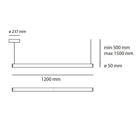 Artemide závěsné svítidlo Alphabet of Light Linear 120, 26 W, 220-240 V, 3000K, stmívatelné, App