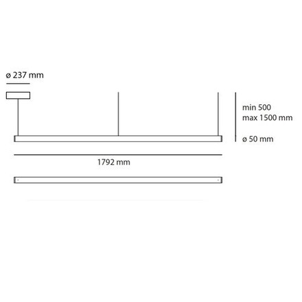 Artemide závěsné svítidlo Alphabet of Light Linear 180 39 W 220-240 V 3000K stmívatelné APP