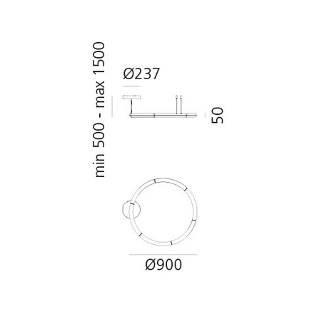 Artemide závěsné LED svítidlo Alphabet of Light Circular 90, 44 W, 220-240 V, stmívatelné, App