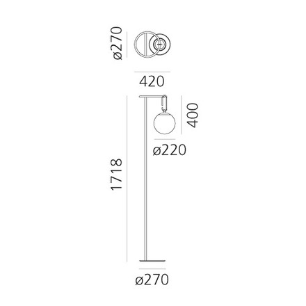 Artemide stojací lampa nh 22 Design Collection E27 max 15 W
