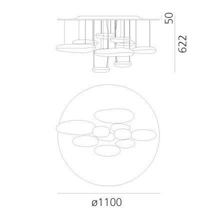 Artemide stropní svítidlo Mercury LED 58 W 220-240 V 3000K stmívatelné