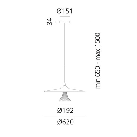 Artemide závěsné svítidlo Ipno 27 W 3000K stmívatelné černá/zlatá