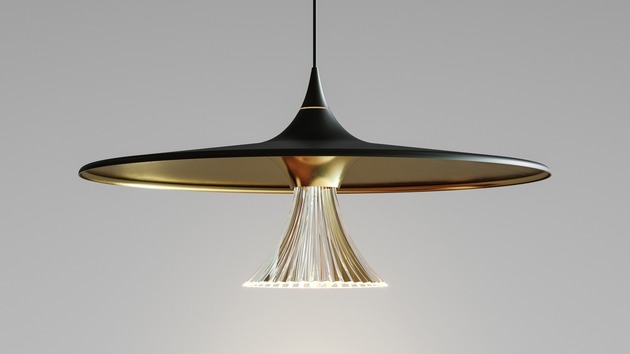 Artemide závěsné svítidlo Ipno 27 W 3000K stmívatelné černá/zlatá