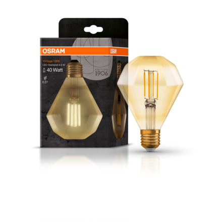 OSRAM Vintage 1906 LED CL DIAMOND  FIL GOLD 40 non-dim  4,5W/825 E27