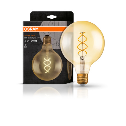 OSRAM Vintage 1906 LED CL GLOBE125  FIL GOLD 25 non-dim  5W/820 E27