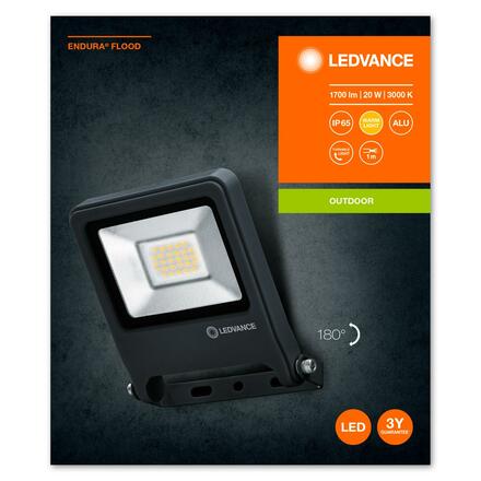 LEDVANCE LED reflektor ENDURA Flood 20 W 3000 K tmavě šedá 4058075237940