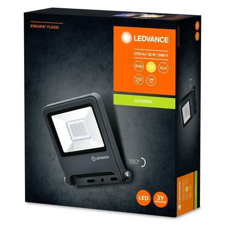 LEDVANCE LED reflektor ENDURA Flood 30 W 3000 K tmavě šedá 4058075237964
