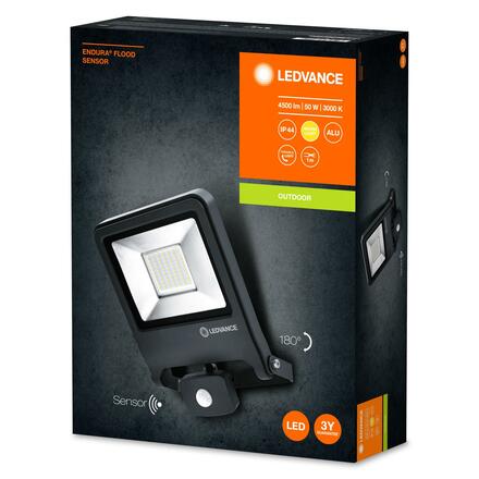 LEDVANCE LED reflektor ENDURA Flood Sensor 50 W 3000 K tmavě šedá 4058075239593