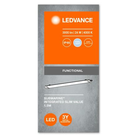 LEDVANCE prachotěs Submarine Integrated Slim Value 1.5M 24W 4000K 4058075266438