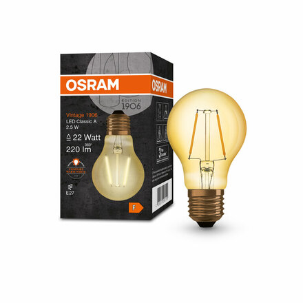 OSRAM Vintage 1906 LED CL A FIL GOLD 22 non-dim 2,5W/824 E27