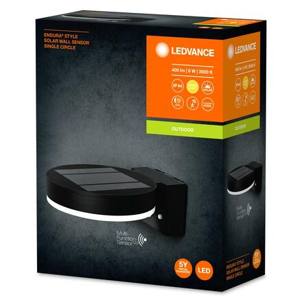 LEDVANCE ENDURA Style Solar Wall Sensor Single Circle 6W Black 4058075392762