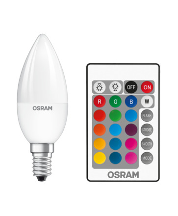 OSRAM LED STAR+ CL B RGBW FR 25 stmívatelné ovladačem 4,5W/827 E14