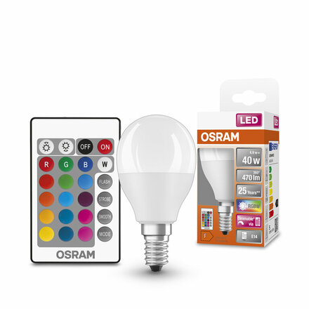 OSRAM LED STAR+ CL P RGBW FR 40 stmívatelné ovladačem 5,5W/827 E14