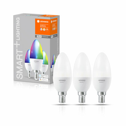 LEDVANCE SMART+ WiFi Candle 40 4.9W RGB+2700-6500K E14 3ks 4058075485938